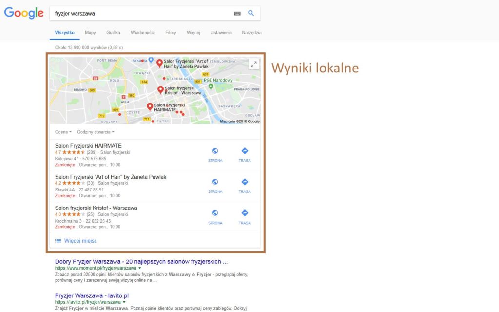 Wyniki lokalne w Google