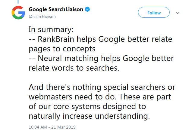 Google - neural matching i RankBrain