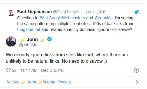 Muller - ignorowanie linków przez Google